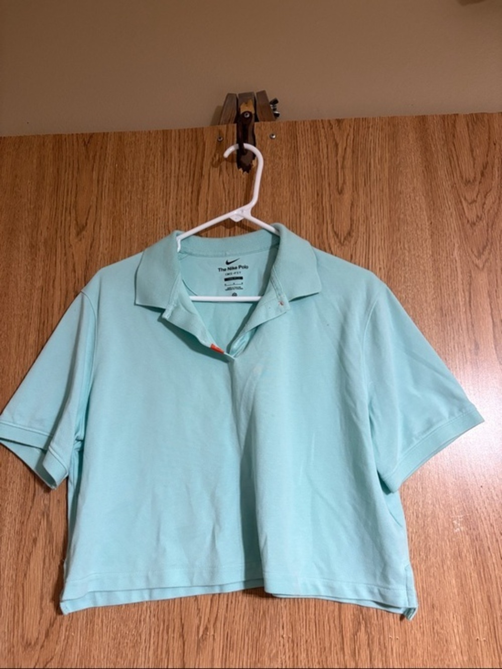 Nike Mint Green Cropped Polo Top